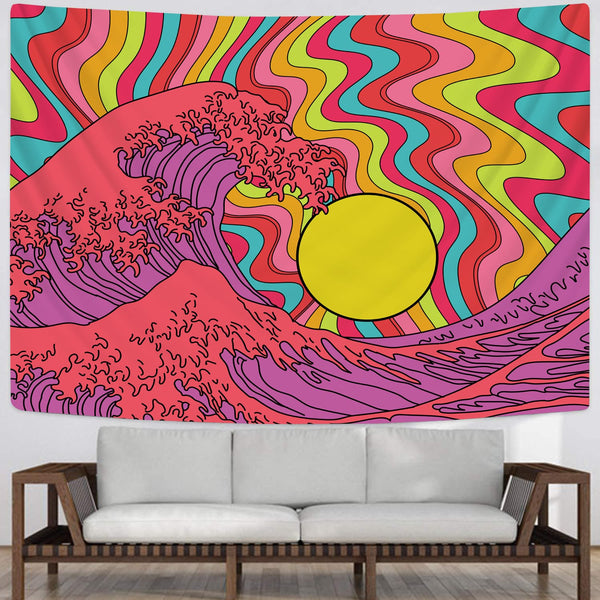 
Soft Tapiz sun Home Tapestrys yellow Tenture Mandala Psychedelic Wall Tapestry abstract Rug Wall Waves Tapestries
                