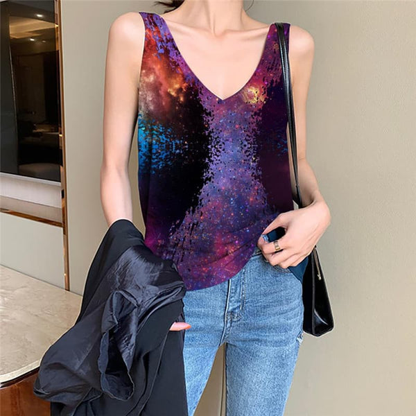 Galaxy Tank-Top women Space Funny Top Universe Vest Printed Novel Vest Print