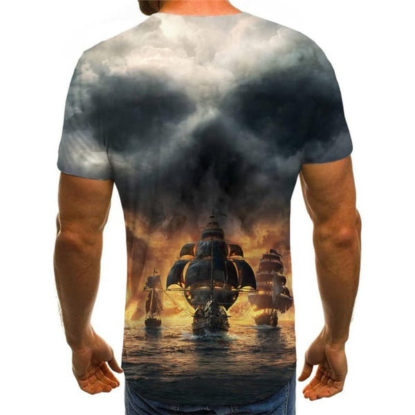 
Skull T shirt Men Skeleton Tshirts Casual Gothic Anime Clothes Green Shirt Print
                