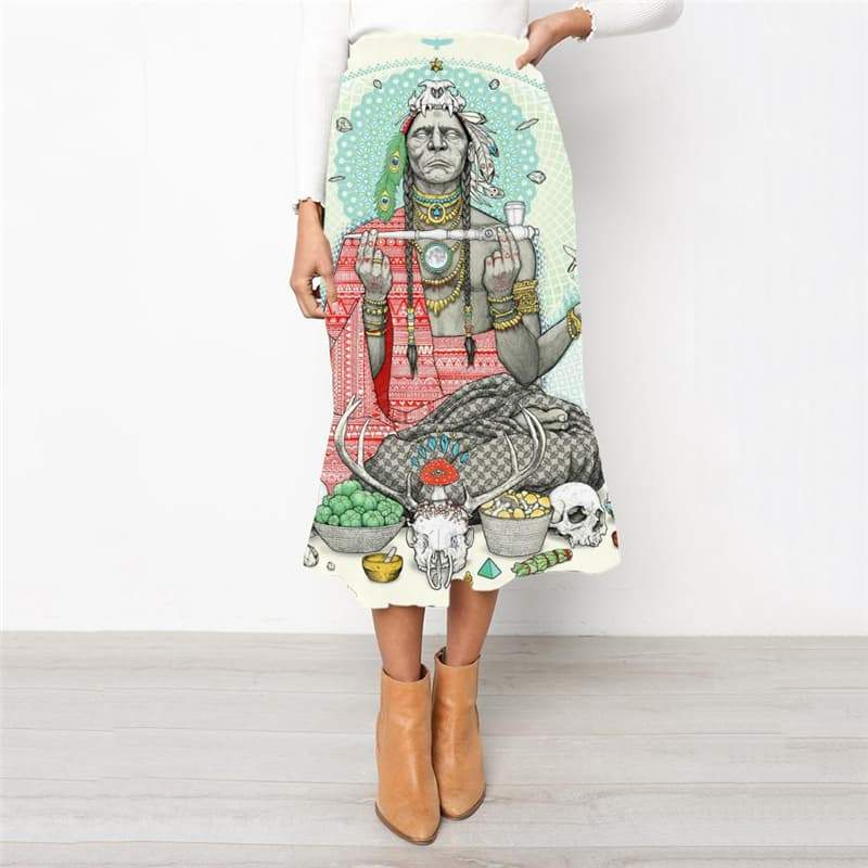 Indios Skirts Women Skull Skirt Ladies Food High waist skirts Animal Rock Frauen - KYKU