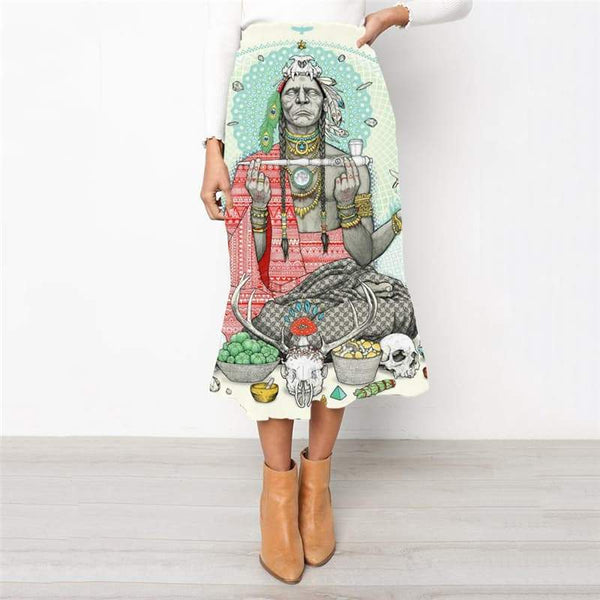 Indios Skirts Women Skull Skirt Ladies Food High waist skirts Animal Rock Frauen - KYKU