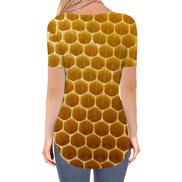 
Geometric T Shirt Women Psychedelic Tshirts Printed Vortex Funny T shirts Honey V-neck Tshirt Honeycomb T-shirts 3d
                