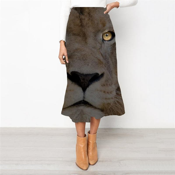 Lion Skirts Women Animal Skirt Ladies Anime Rock Frauen Head High waist skirts Harajuku School skirt - KYKU