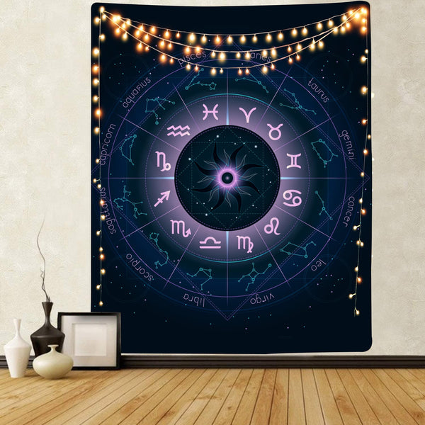 Trippy Tapiz constellation Tapestries Zodiac Tenture Mandala galaxy Rug Wall 12 constellations Home Tapestrys moon Wall Tapestry