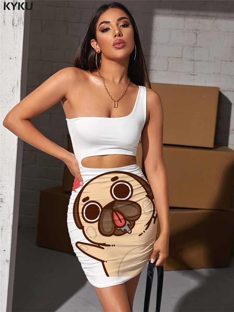 Animal Dress Women Dog Bodycon Dress Love Vestido Sexy Lovely 3d Print