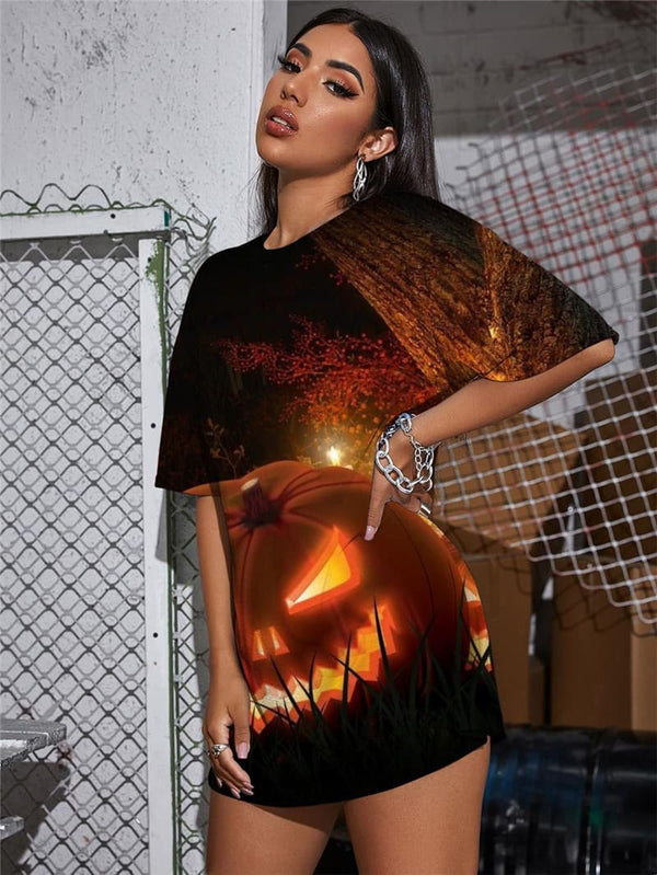 
Halloween T Shirt Women Pumpkin Funny T shirts Party Shirt Print Cosplay Summer
                