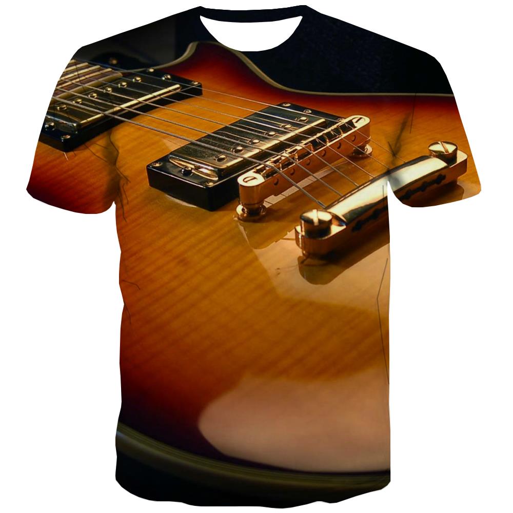 Guitar T shirts Men Music Shirt Print Wooden T-shirts 3d Metal T-shirts Graphic