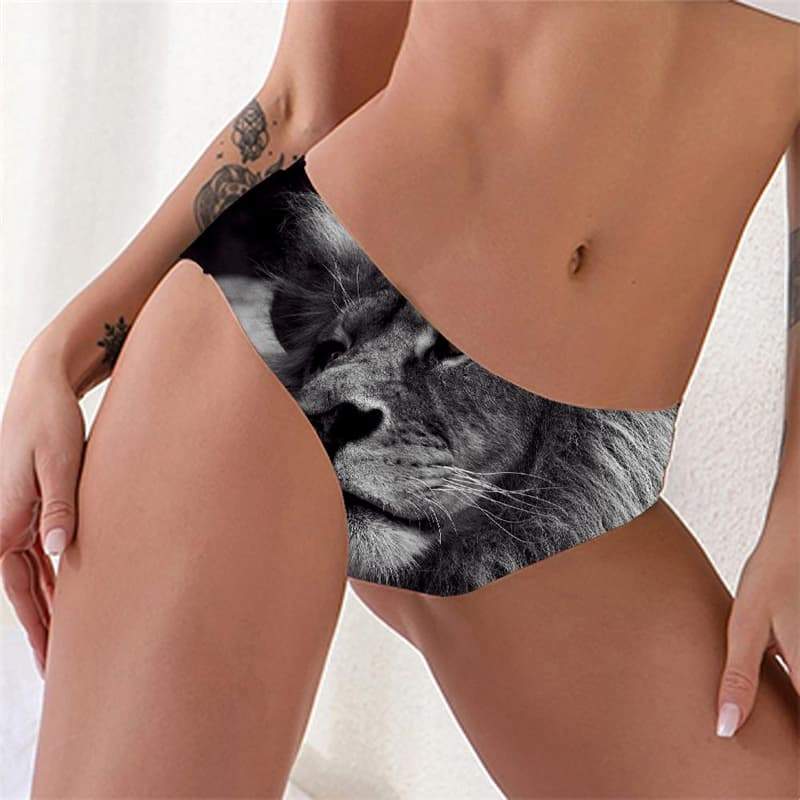 Lion Panties Women Animal Seamless Anime Sexy Black Knickers Cartoon Pantys - KYKU