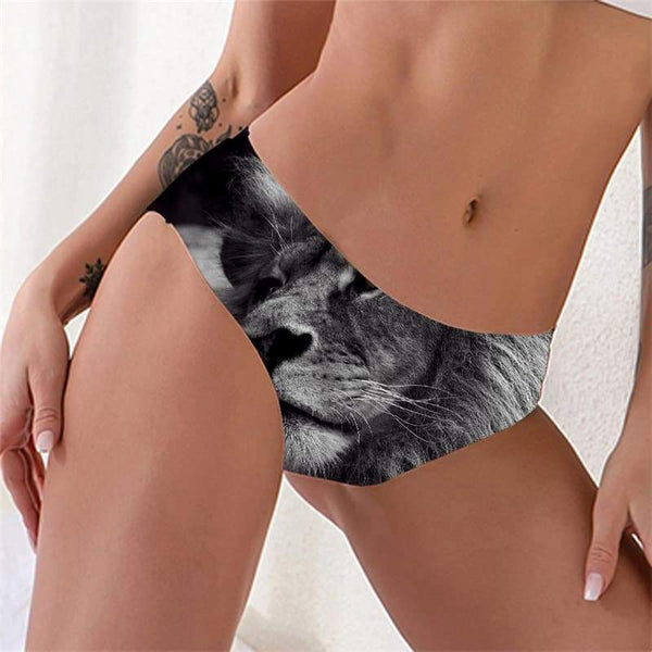 Lion Panties Women Animal Seamless Anime Sexy Black Knickers Cartoon Pantys - KYKU