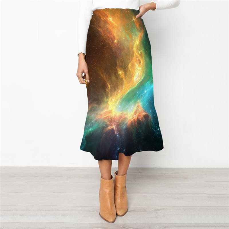 Galaxy Skirt Women Space High waist skirts Universe School skirt Colorful Rock Frauen