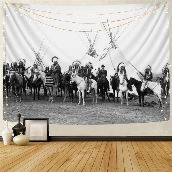Indios Tapiz Horse Tenture Mandala Animal Home Tapestrys War Rug Wall Decor