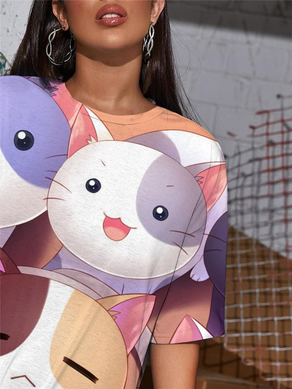 
Cat T-shirt Women Animal Funny T shirts Lovely Summer Home Shirt Print Lovely Tshirt Printed
                