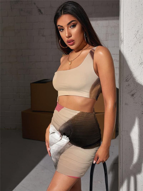 
Dog Dress Women Animal 3d Print Lovely Bodycon Dress Painting Hollow out Dresses
                