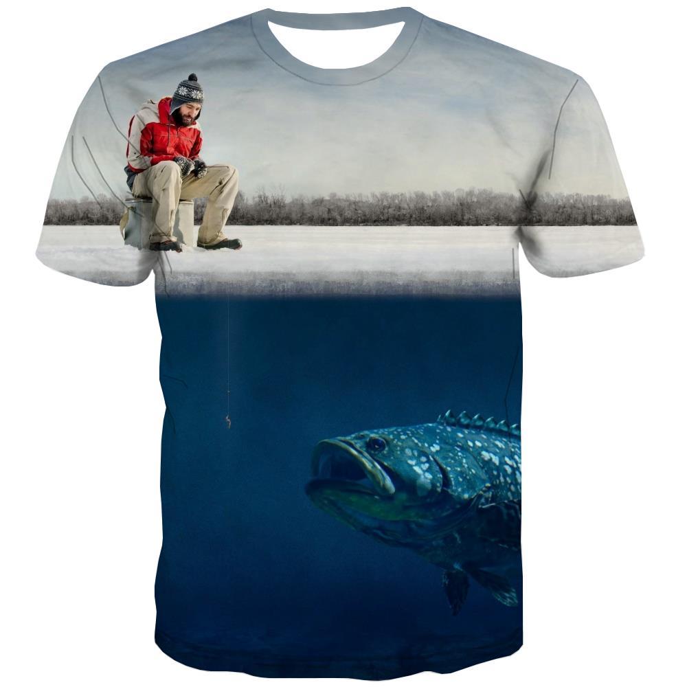 fishing T-shirt Men fish T shirts Funny Short Sleeve Hip hop Tee Top Slim Sport - KYKU