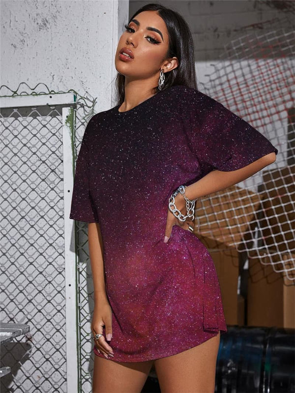 
Galaxy T Shirt Women Space Punk Rock Nebula T-shirts 3d Novel Tshirt Printed
                