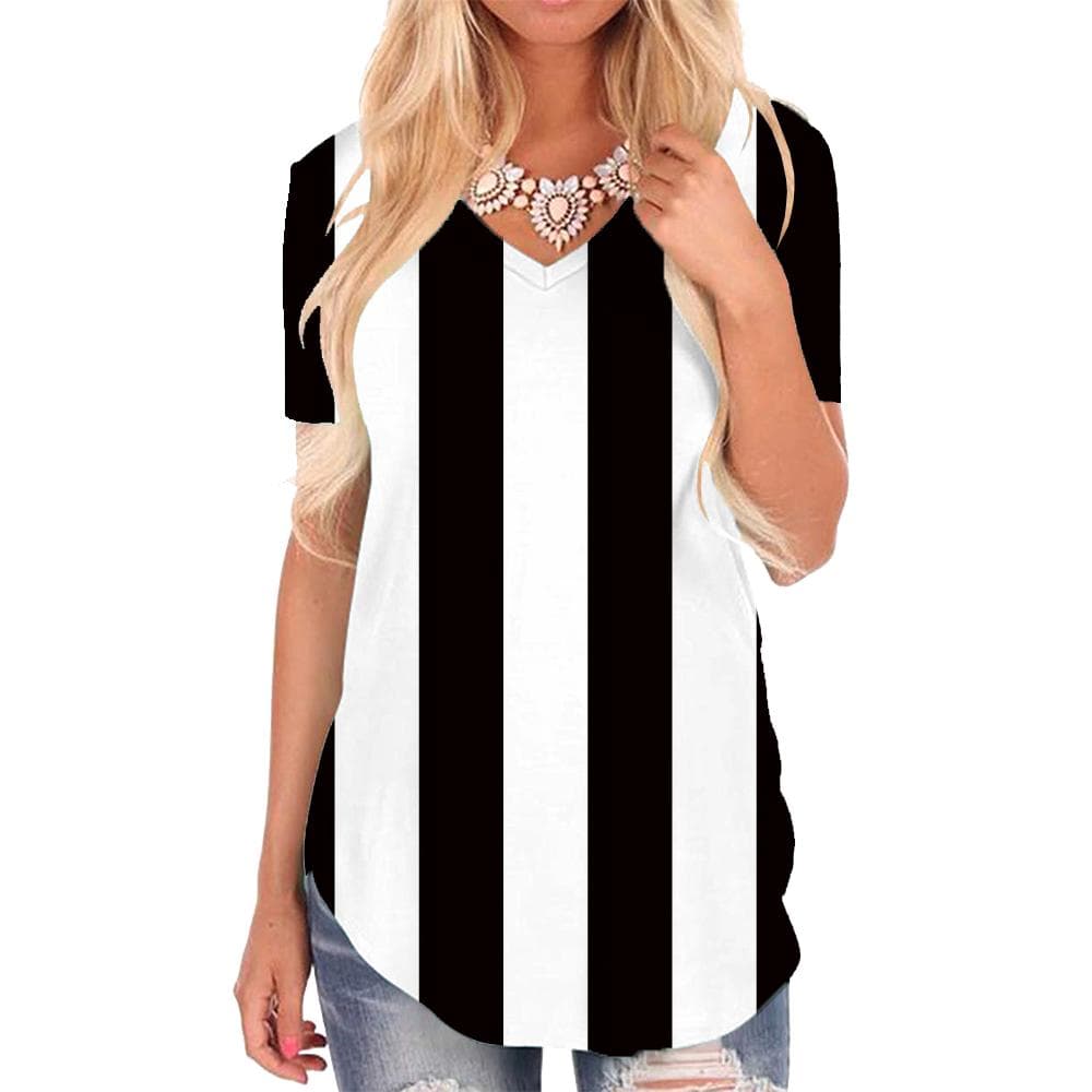 Stripe T-shirt women Black And White Funny T shirts Harajuku T-shirts 3d Abstract Tshirts Printed