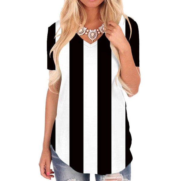 Stripe T-shirt women Black And White Funny T shirts Harajuku T-shirts 3d Abstract Tshirts Printed