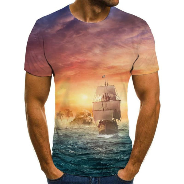 
Skull T shirt Men Sail Tshirt Printed Pirate T-shirts 3d Ocean Anime Clothes
                