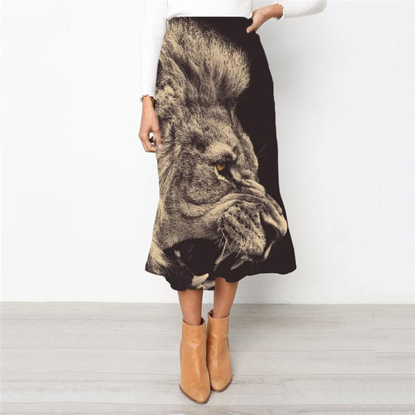 Lion Skirt Women Animal Skirt Ladies Anime School skirt Harajuku Rock Frauen Ferocious High waist skirts - KYKU