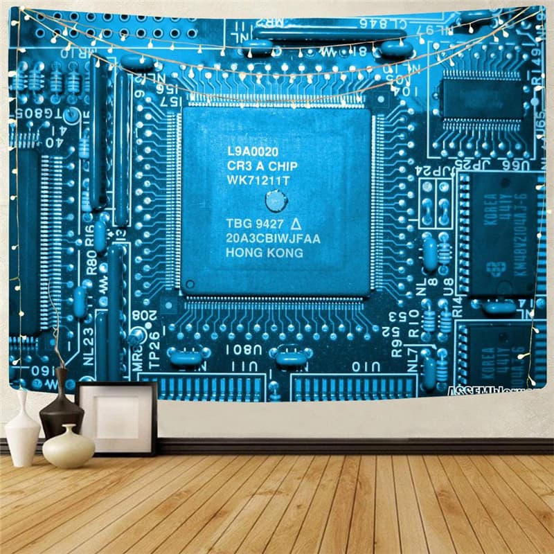 Motherboard Tapestry Technology Tenture Mandala Letter Wall Tapestry Funny Rug Wall