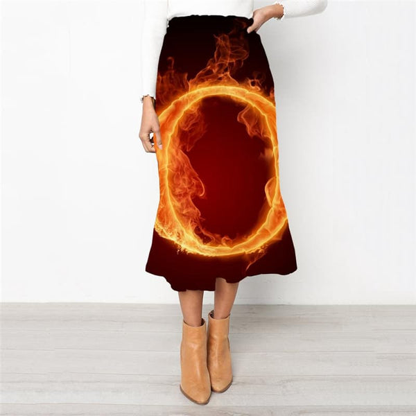 Flame Skirts Women The Letter O Rock Frauen Couple High waist skirts