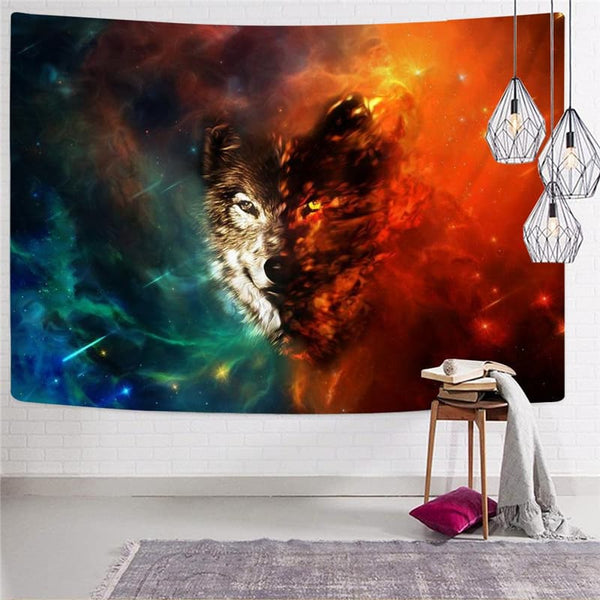 
Wolf Tapiz Animal Home Tapestrys Anime Rug Wall Nebula Wall Tapestry Space Tenture Mandala
                