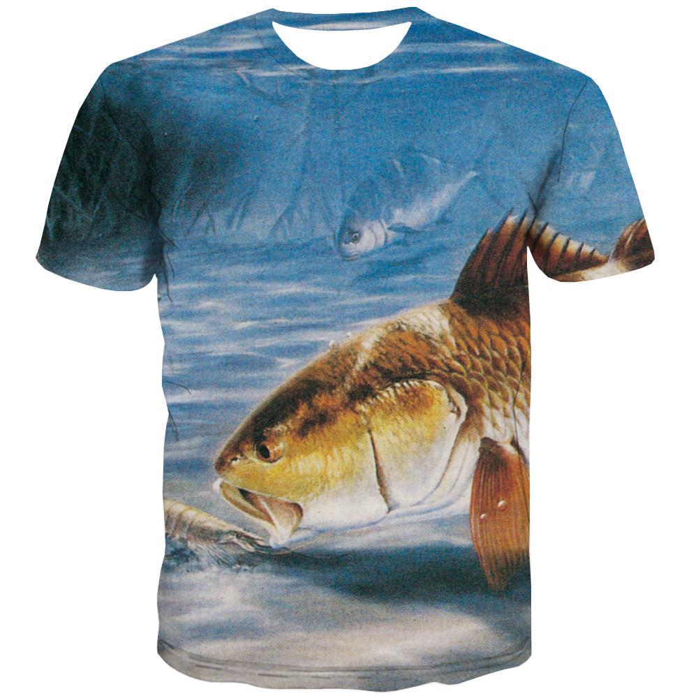 fishing T-shirt Men fish T-shirts 3d Short Sleeve Punk Rock Tops Male Rock - KYKU