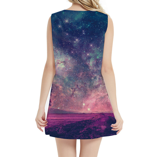 
Galaxy Dress Women Graffiti Short Colorful 3d Print Harajuku Korean Style Mountain Beach Womens Clothing Casual
                