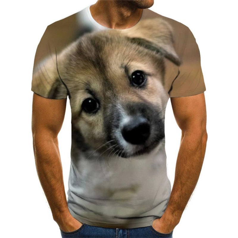 dog tshirts Casual shirt 3D Puppy Cute animal art costume men's Casual big Smart dogs