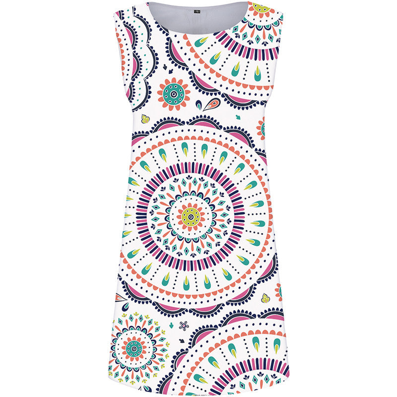 Flower Dress Women Graphics Short Retro Sundress Colorful Vestido Sexy White 3d Print Womens Clothing Summer