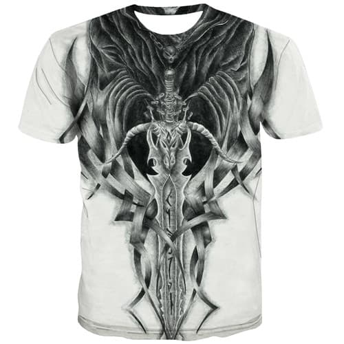 Reaper T-shirt Men Skull Tshirts Cool Black And White T shirts Funny Punk Tshirt Anime Street Tshirts Casual Short Sleeve - KYKU
