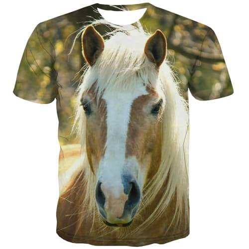Horse T-shirt Men Animal Shirt Print Lovely Tshirt Printed Funny T-shirts 3d Leisure Tshirts Cool Short Sleeve T shirts Men New - KYKU