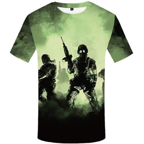 Gun T shirts Men War Tshirts Cool Graffiti Tshirts Casual Art T shirts Funny Harajuku T-shirts 3d Short Sleeve T shirts Mens - KYKU