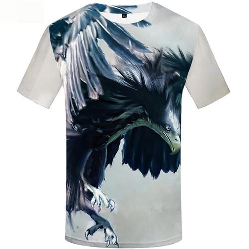 Eagle T shirts Men Gray Tshirt Anime Sky Tshirts Novelty Animal Shirt Print Feather T-shirts 3d Short Sleeve Punk Rock Men/women