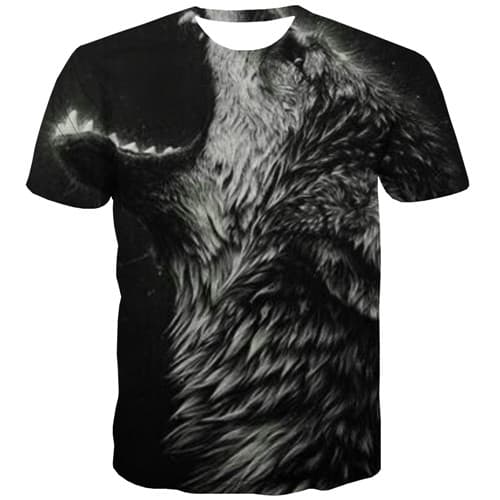 Wolf T shirts Men Animal Tshirt Printed Black Tshirts Casual War T shirts Funny Gothic Tshirt Anime Short Sleeve T shirts - KYKU
