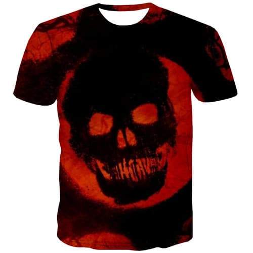 Skull T shirts Men Graffiti Tshirt Anime Red Tshirts Cool Ink Tshirts Novelty Gothic Tshirts Casual Short Sleeve Hip hop Unisex - KYKU