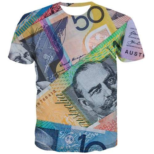 Money T shirts Men Australian Dollar Tshirts Casual Australia Tshirt Anime Colorful T-shirts Graphic Harajuku Shirt Print - KYKU