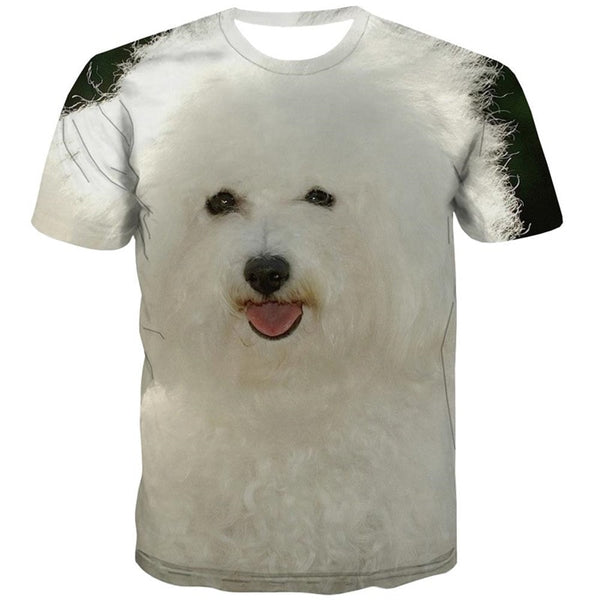 
Little White dog t shirts Puppy Cute animal clothing man art costume Casual big Smart dogs
                