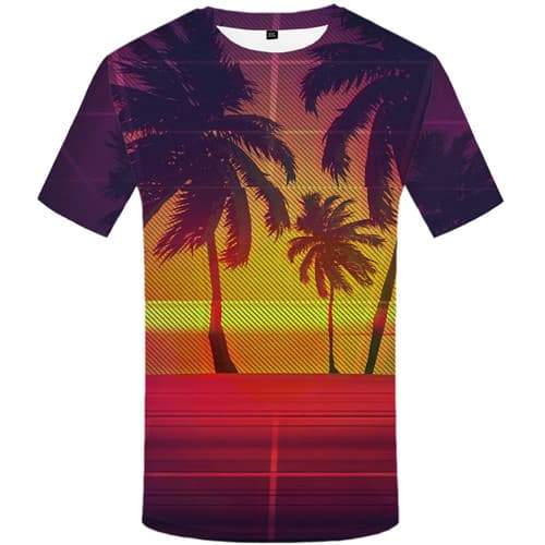 Coconut Tree T-shirt Men Moon Tshirts Cool Black Tshirt Anime Harajuku Tshirts Casual Space T-shirts 3d Short Sleeve summer - KYKU