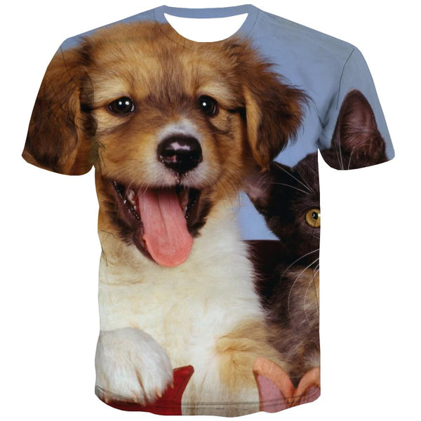 
tshirt animaldocile pets Funny 3D t shirtCasual men cat and dog art costume
                