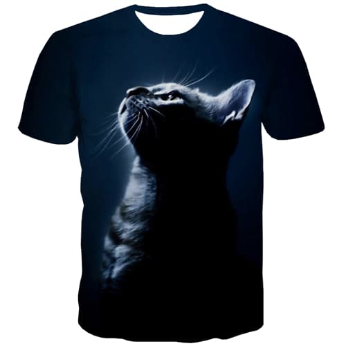Cat T shirts Men Funny Tshirt Anime Animal Shirt Print Harajuku T-shirts 3d Black Tshirt Printed Short Sleeve Full Print Mens - KYKU