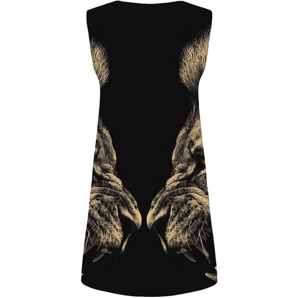 
Lion Dresses Women Black Ladies Dresses Animal Sundress War 3d Print Angry Halter Sleeveless Womens Clothing Mini Evening
                