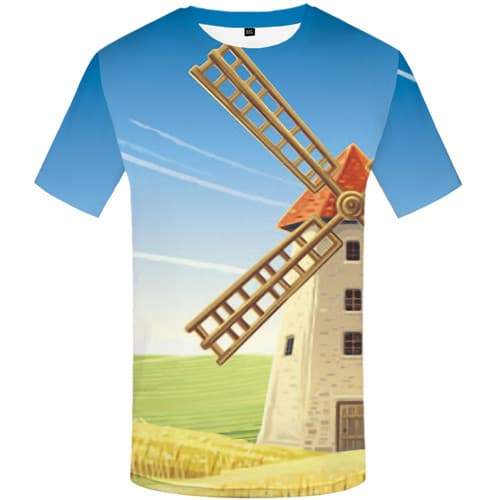 Windmill T-shirt Men Netherlands Tshirts Novelty Novel Tshirt Printed Cartoon T-shirts 3d Harajuku Tshirts Casual Short Sleeve - KYKU