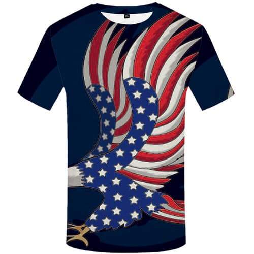 Eagle T shirts Men Usa Tshirts Cool Black T shirts Funny American Flag Shirt Print Animal T-shirts 3d Short Sleeve Fashion - KYKU