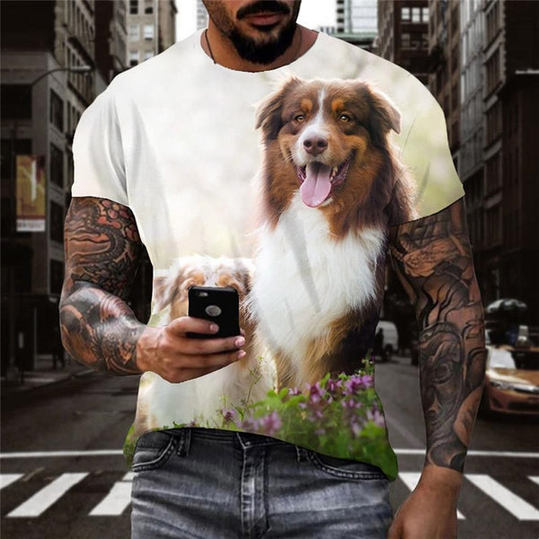 
dog t shirts Funny 3D t shirt Puppy Cute animal men's art costume Casual big Smart dogs
                