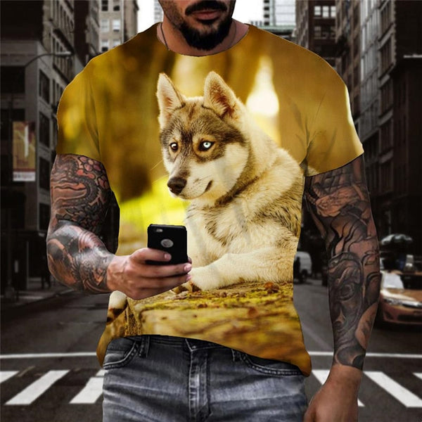 
Husky dog tshirt Puppy Cute Pets tee shirt big Smart Husky dogs men Casual art costume
                