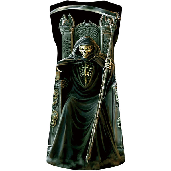 
Skull Dress Women Grim Reaper Boho Skeleton Korean Style Punk Rock Short Metal Ladies Dresses Womens Clothing Elegant
                