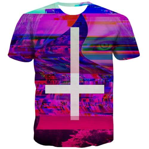 Jesus T shirts Men Personality Shirt Print Psychedelic Tshirts Casual Abstract Tshirt Anime Funny Tshirts Cool Short Sleeve - KYKU