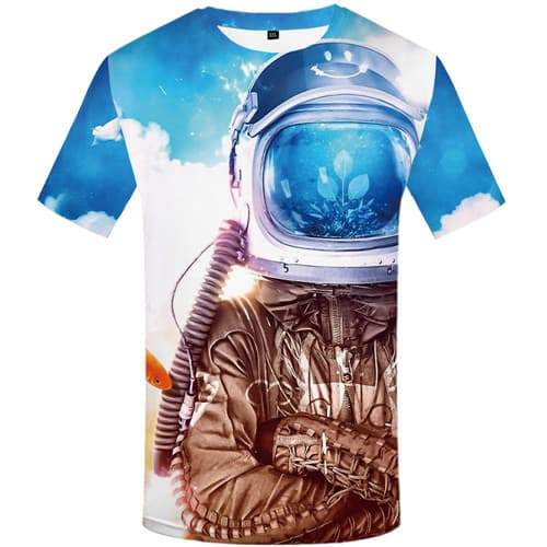 Astronaut T shirts Men Metal Tshirts Cool Galaxy Space Tshirt Anime Harajuku T-shirts Graphic Cosplay Shirt Print Short Sleeve - KYKU