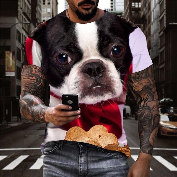 
dog t shirt Hip hop tshirt 3D Puppy Cute Pets Cool big Smart dogs art costume men
                